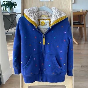 Mink Boden Blue Polka Dot Sherpa Lined Hoodie
Size 4-5